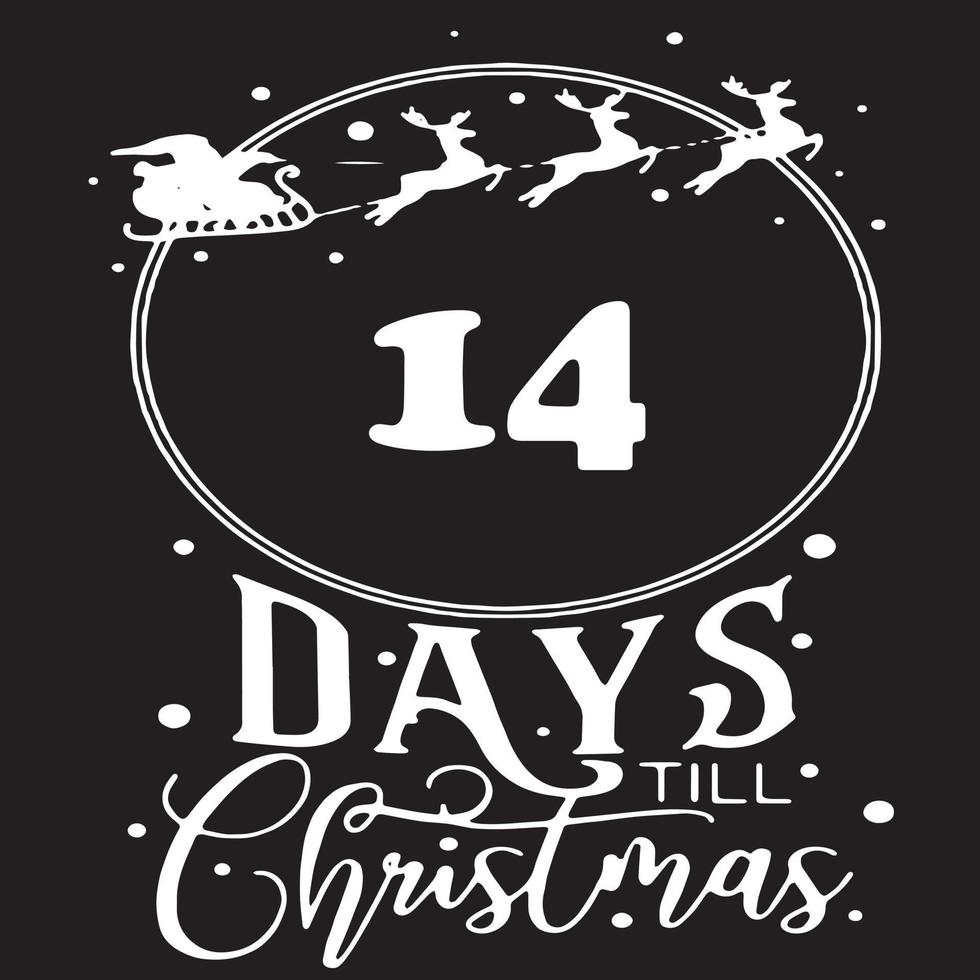 14 Days until Christmas , simple black logo with white patterns into it vector