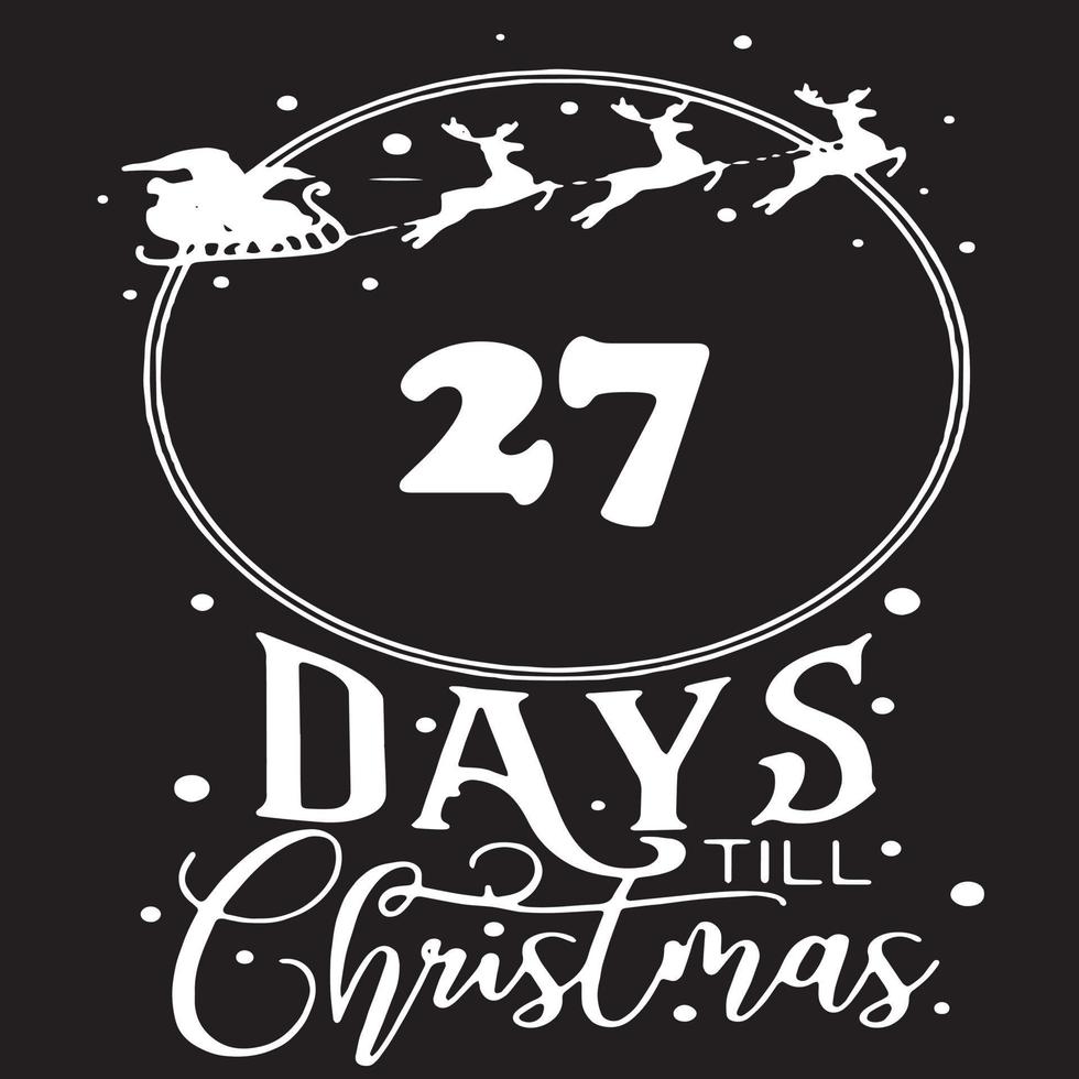 27 días hasta navidad, logotipo negro simple con motivos blancos vector