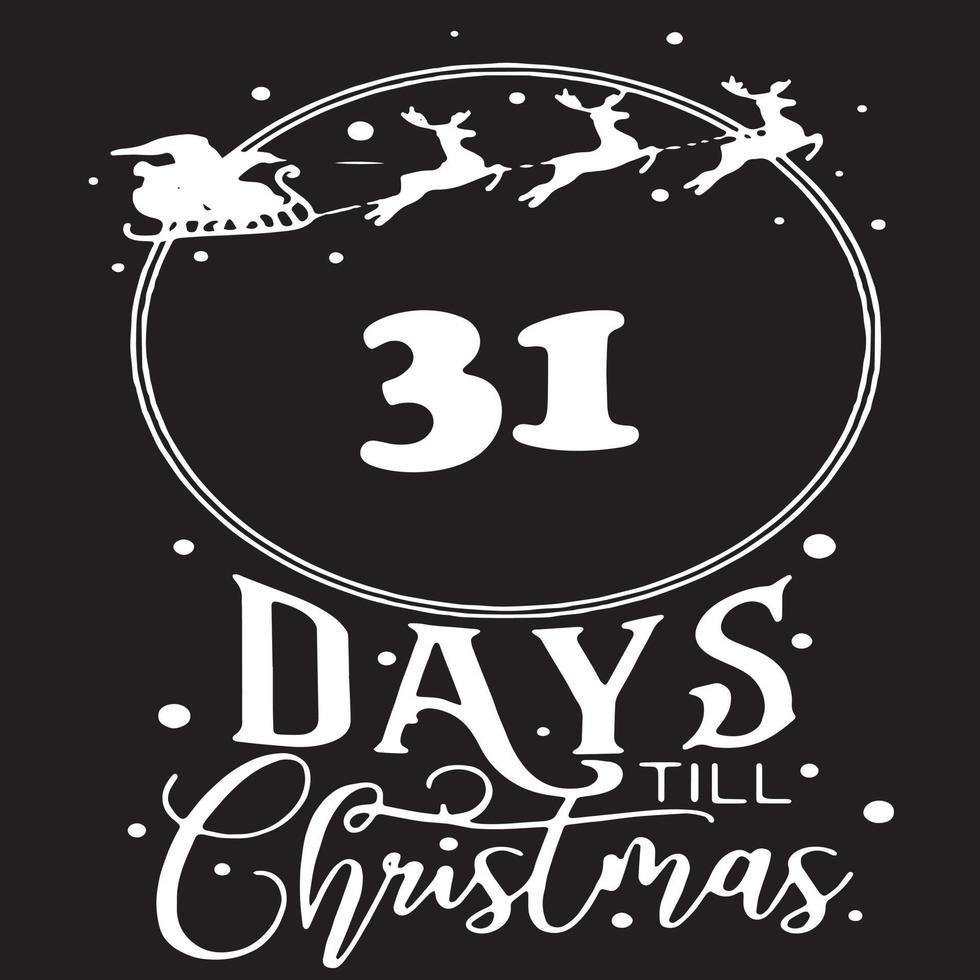 31 Days until Christmas , simple black logo with white patterns on it vector