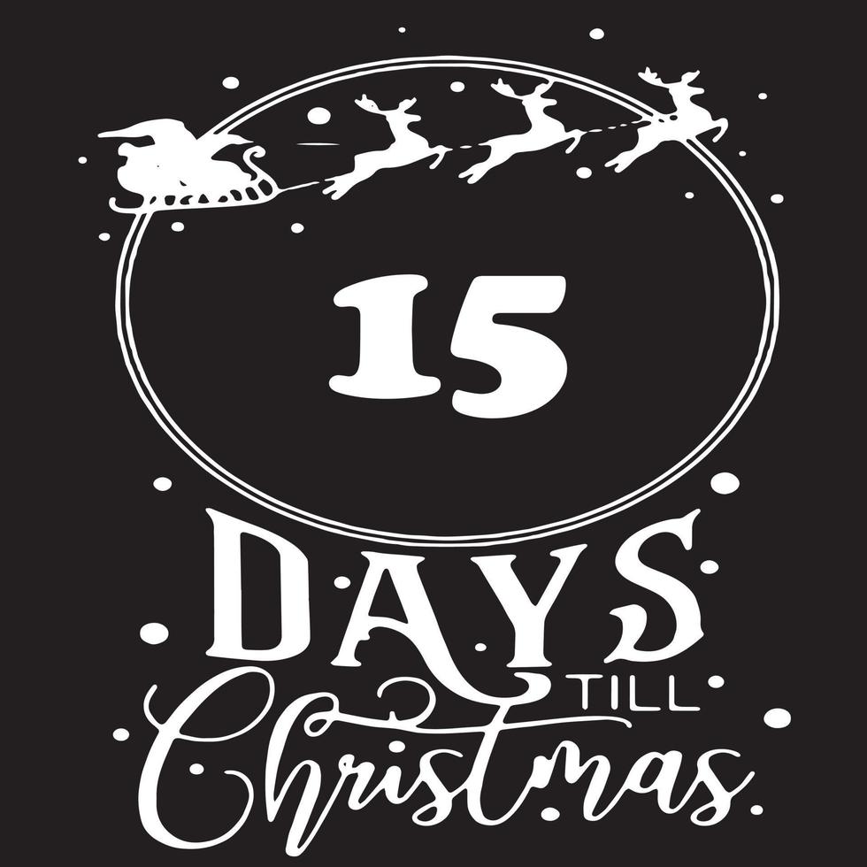 15 días hasta navidad, logotipo negro simple con patrones blancos en él vector