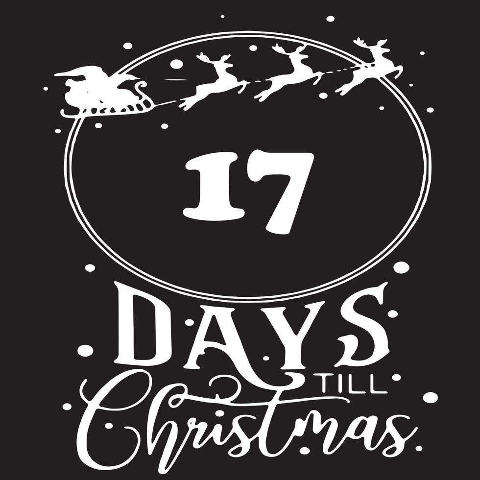 17 días hasta navidad, logotipo negro simple con motivos blancos vector