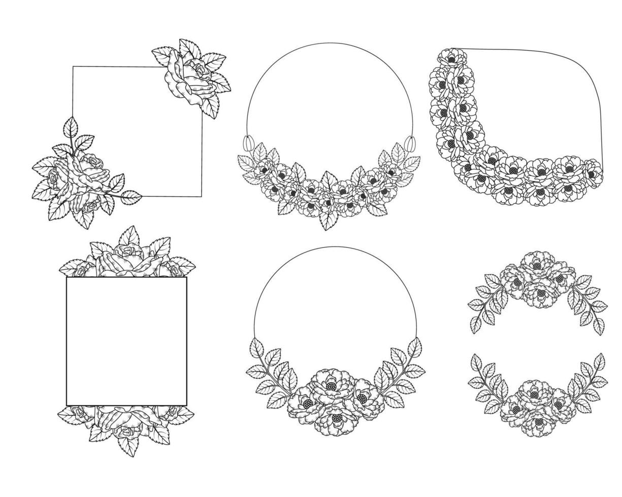 flower frame of wreath design with elegant floral and leaves vector