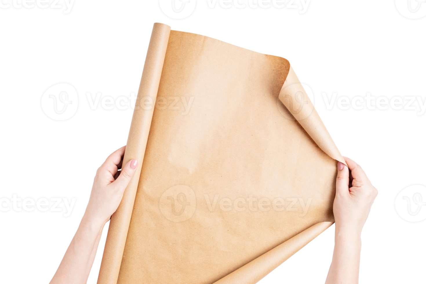 Beige gift wrapping paper isolated on a transparent background png