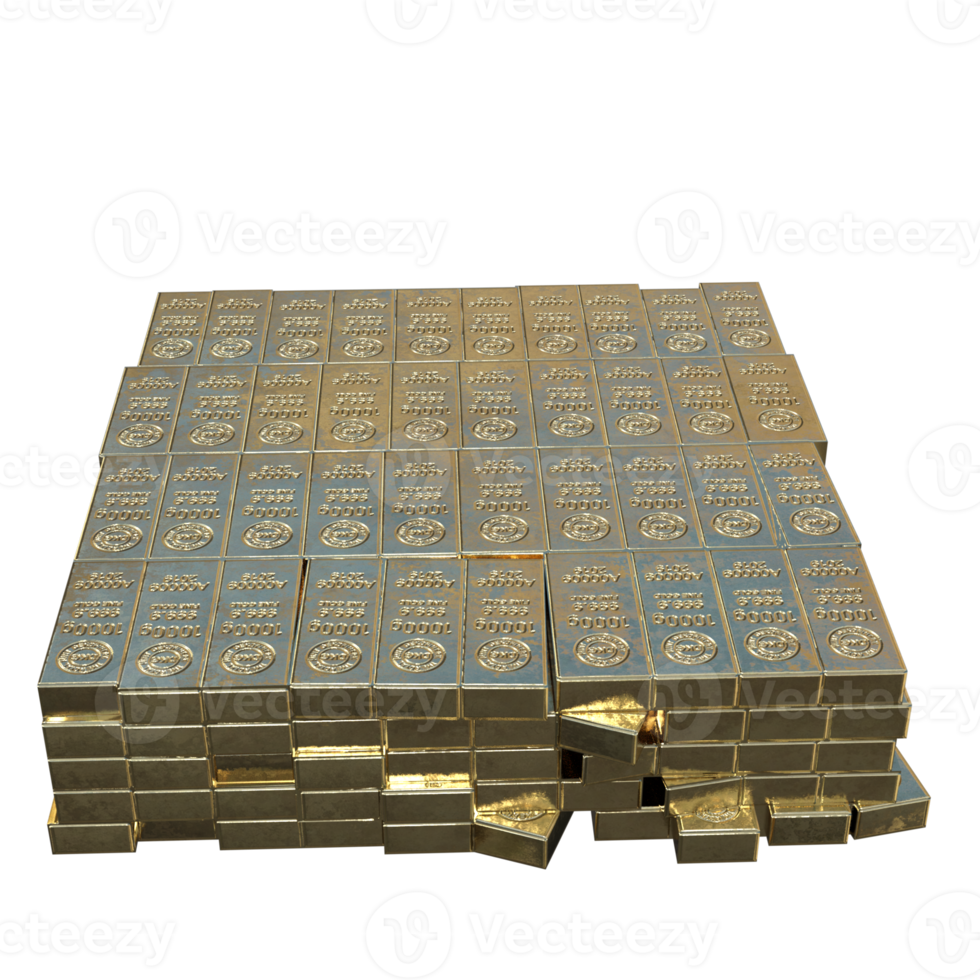 Gold bars millions 3d rendering png