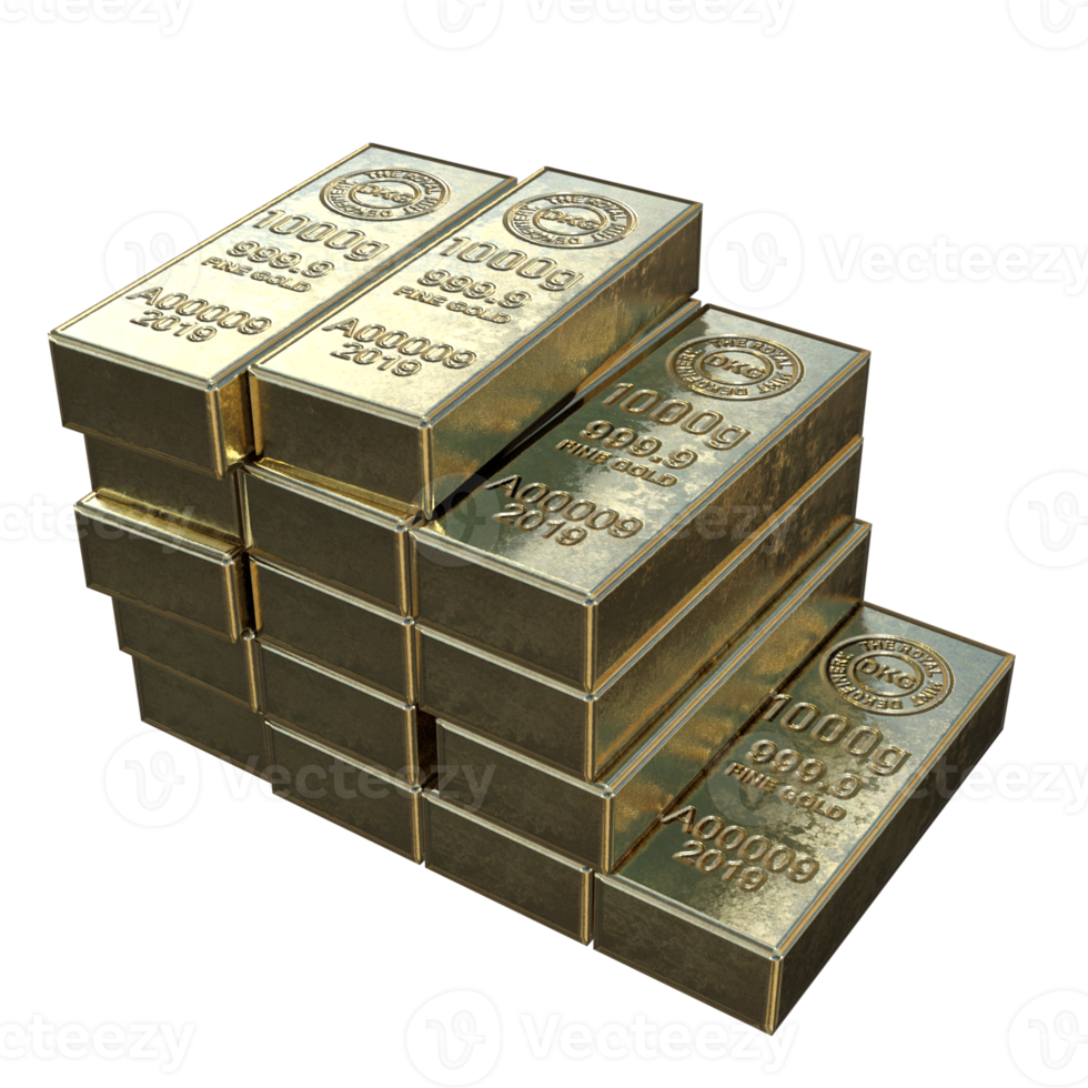 Goldbarren Millionen 3D-Rendering png