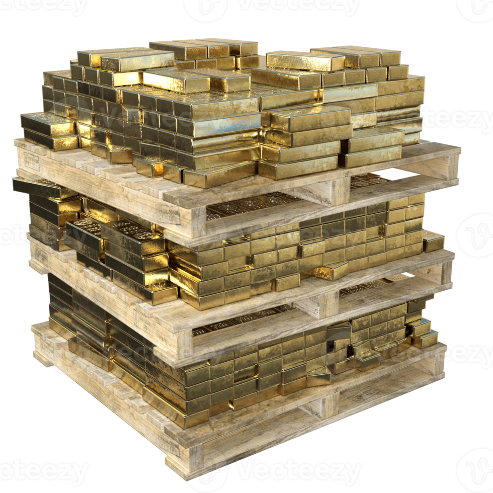 Gold bars millions 3d rendering png