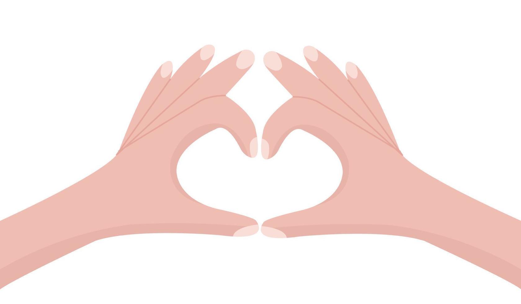 Illustration of hands in heart shape, self-care concept. Self-love inspirational cartoon illustration. vector
