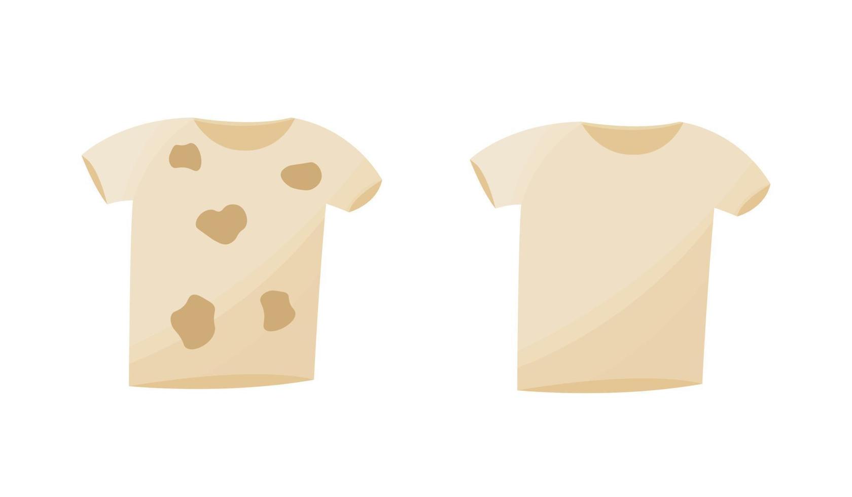 Set of t-shirts dirty and clean. Laundry concept illustration. vector