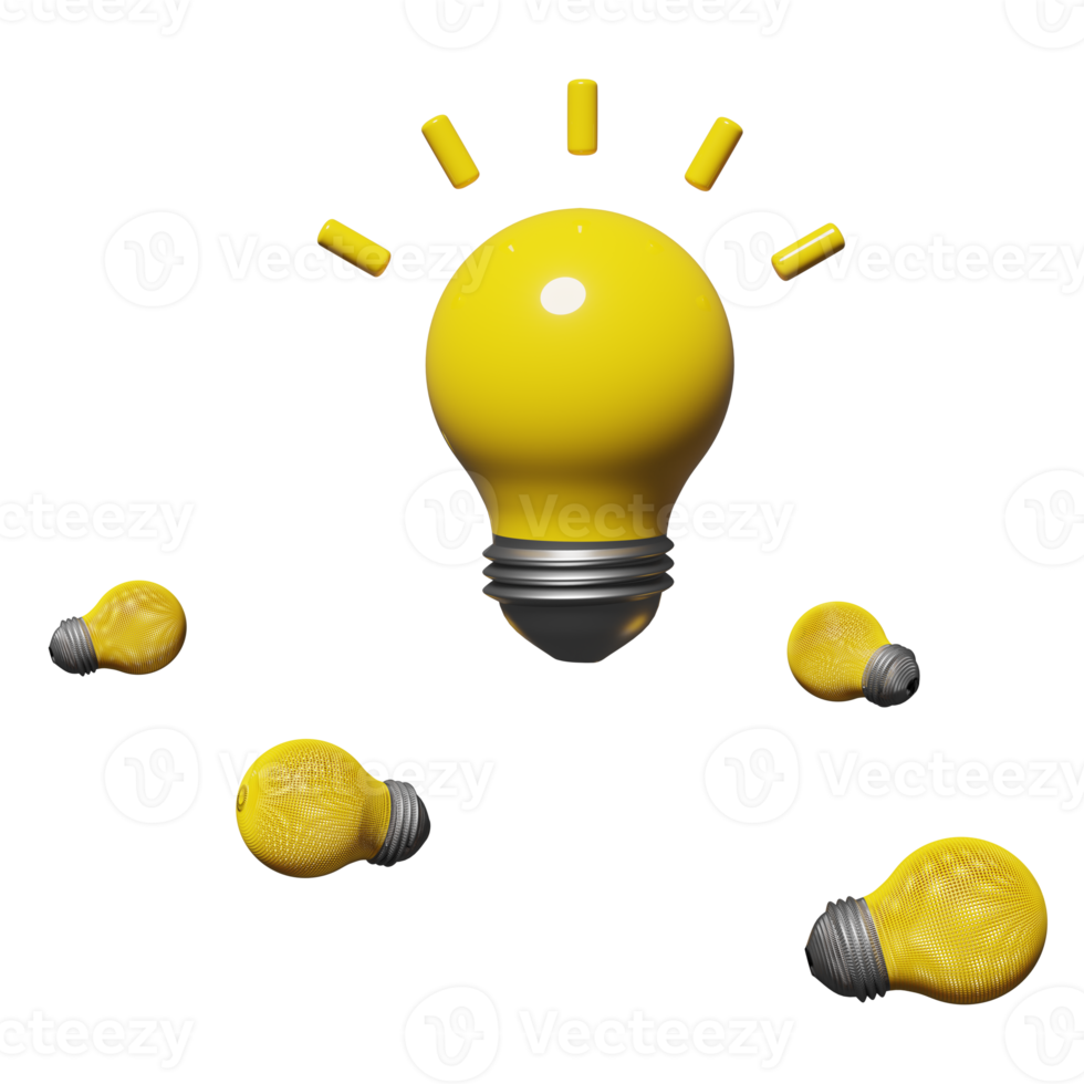 yellow wireframe light bulb isolated. business idea tip concept, minimal abstract, 3d illustration or 3d render png