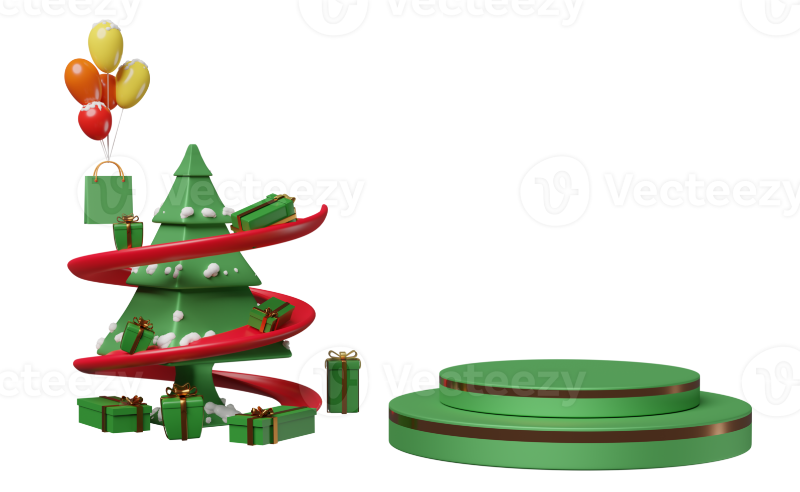 Free podium de scène de cylindre vide avec boîte-cadeau, arbre de noël