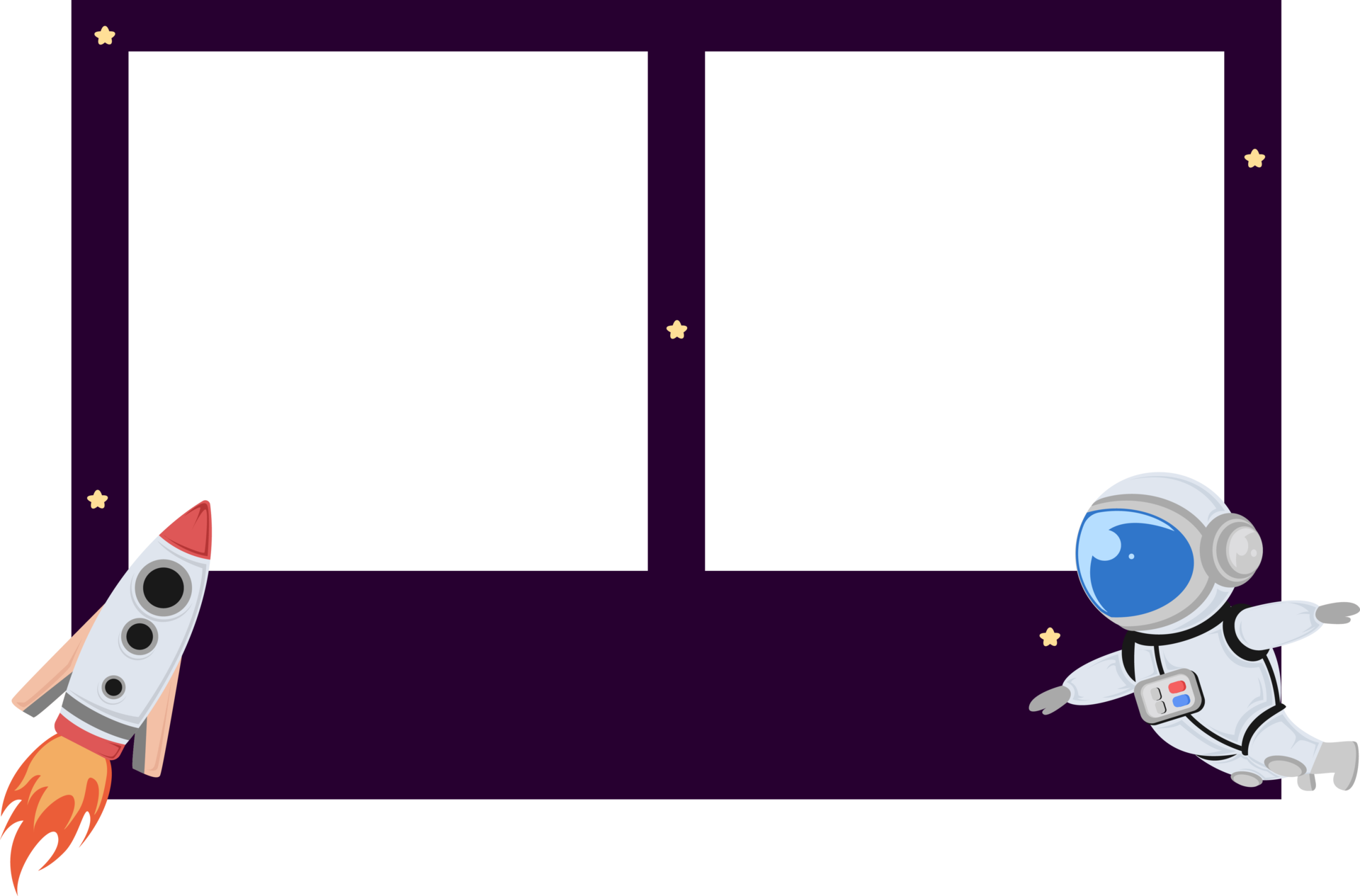 cute vertical frame for two pics with spaceship and astronaut elements 15338861 PNG