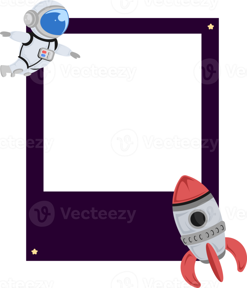barn Plats tema fyrkant enda Foto ram med söt astronaut och rymdskepp png