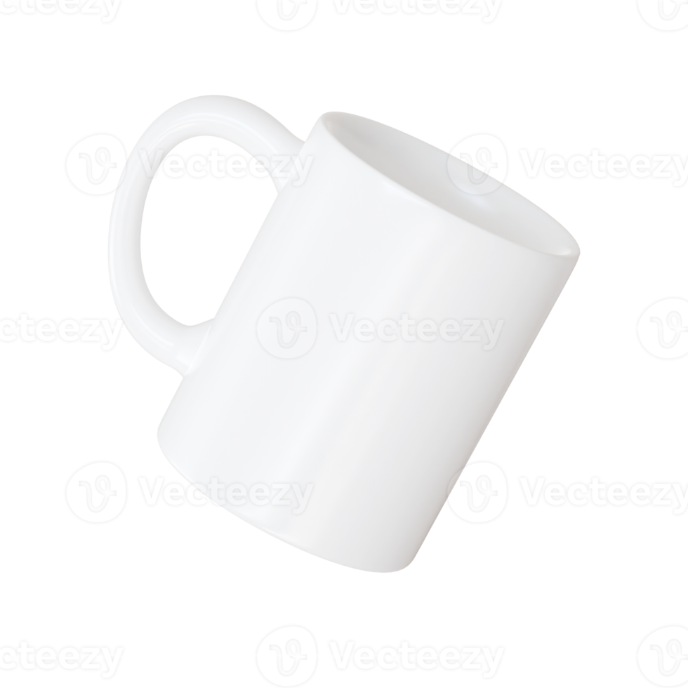 modelo de maquete de caneca branca em branco para apresentação de envoltório de sublimação. 3D render xícara de chá limpa 11 onças para logotipo ou outro modelo png