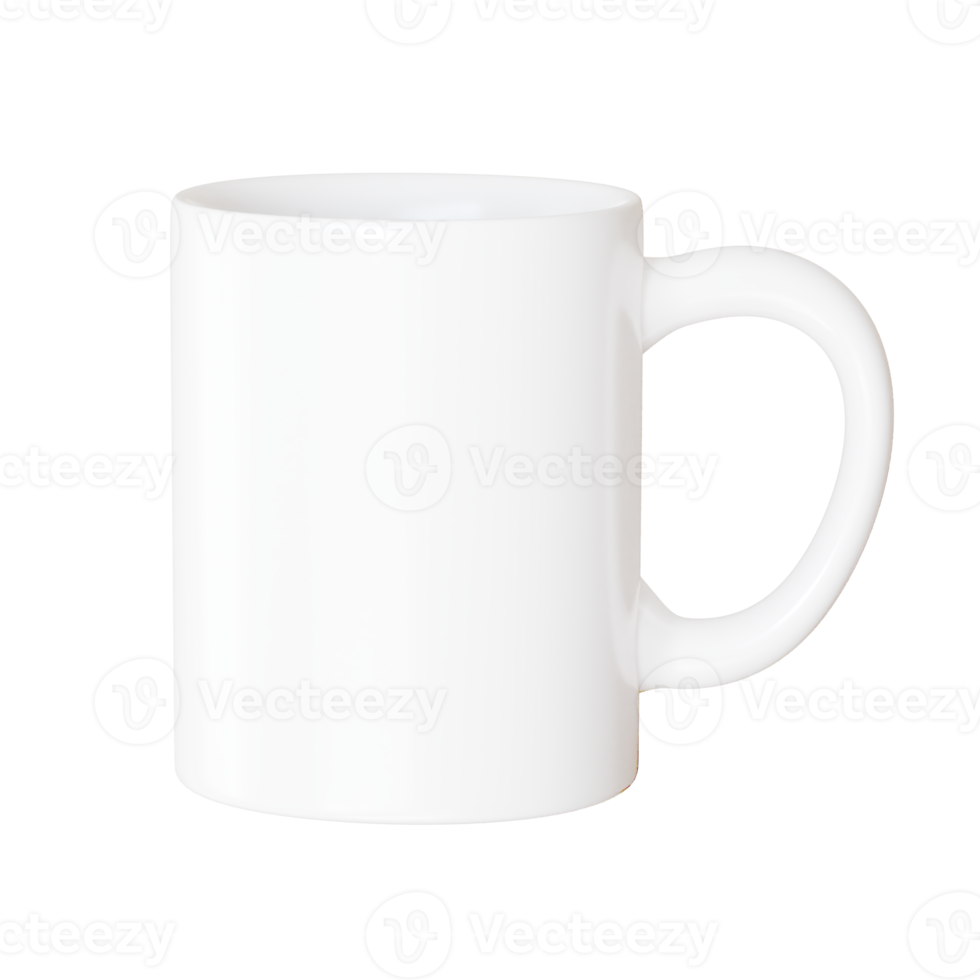 3d render 11 oz coffee mug mockup isolated.  Blank tea cup for wrap sublimation presentation or logo place png