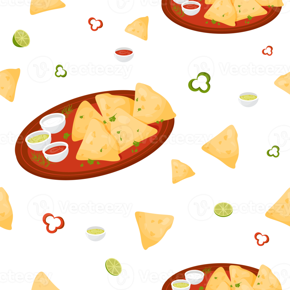 Seamless pattern with  Mexican Quesadilla png