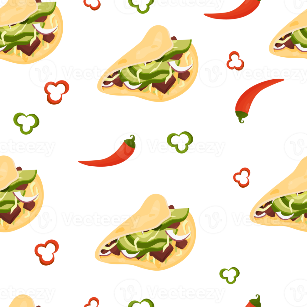 Seamless pattern with Mexican Tacos png