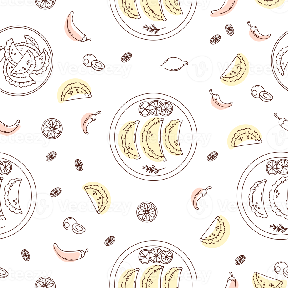 Seamless pattern with Mexican Empanadas png