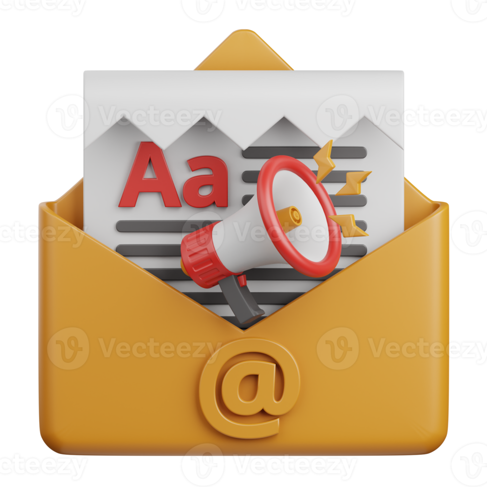 3d rendering email marketing isolated useful for marketing, advertising and promotion design png