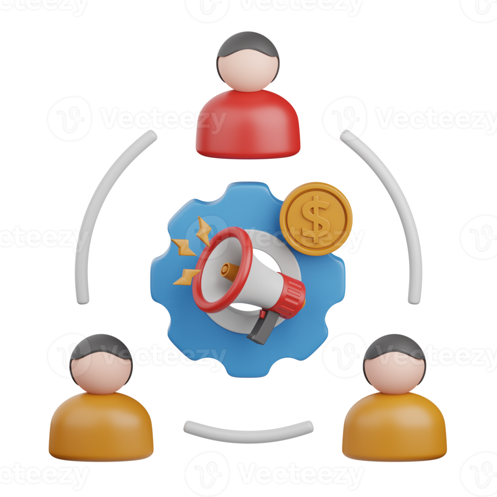 Representación 3d de marketing de afiliación aislado útil para publicidad, publicidad y diseño de promociones. png