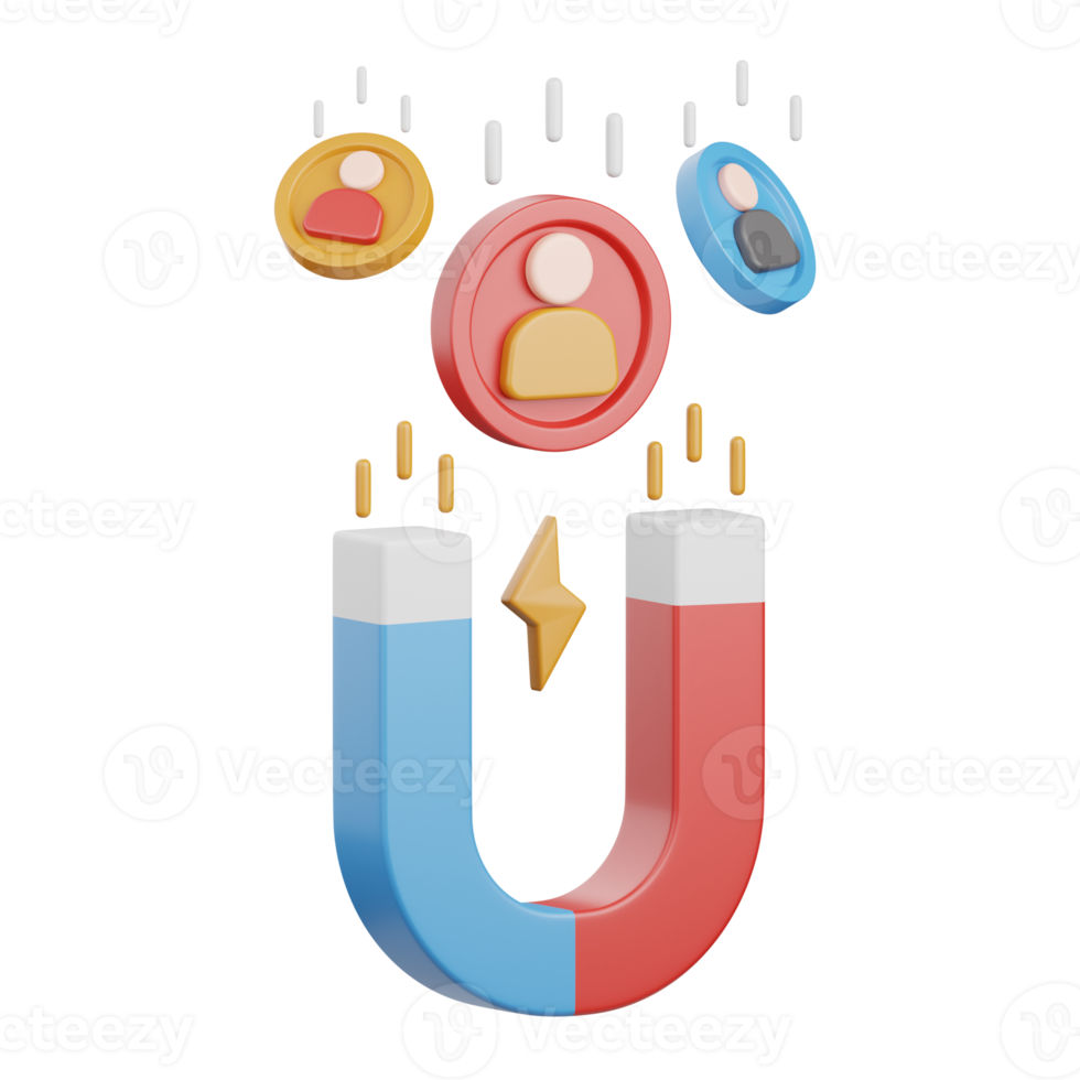 Atracción de usuario de representación 3d aislada útil para marketing, publicidad, publicidad y promoción png