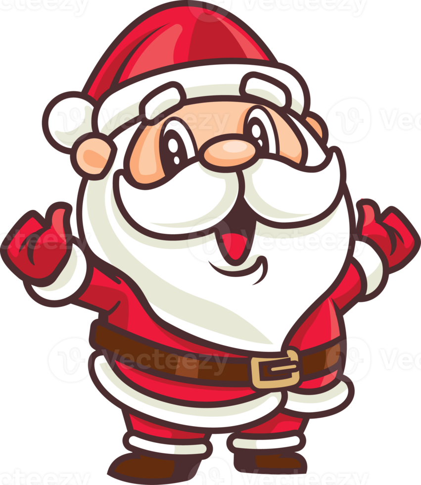 Cartoon cute santa claus character greeting illustration png