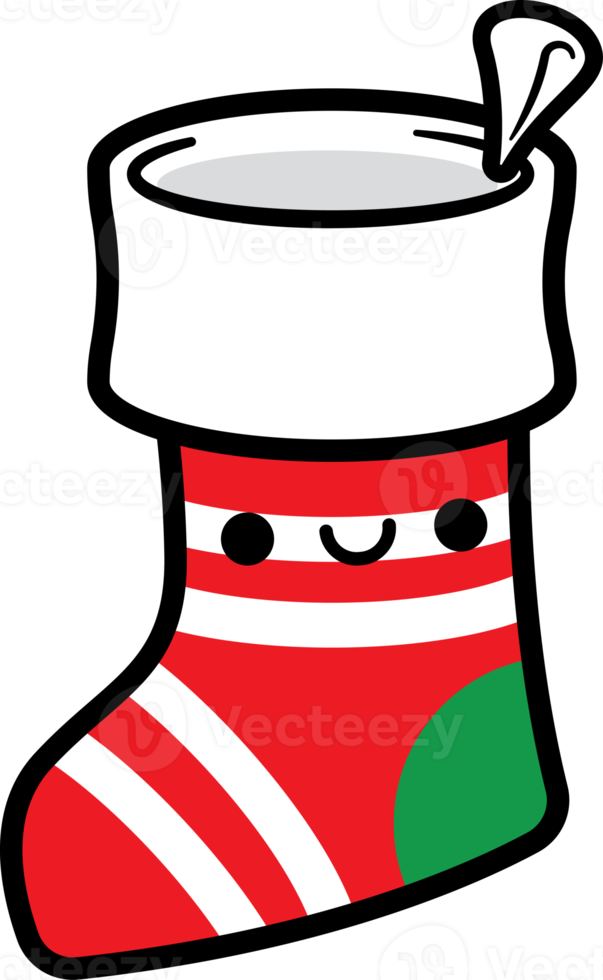 Merry Christmas with cartoon christmas sock character illustration png