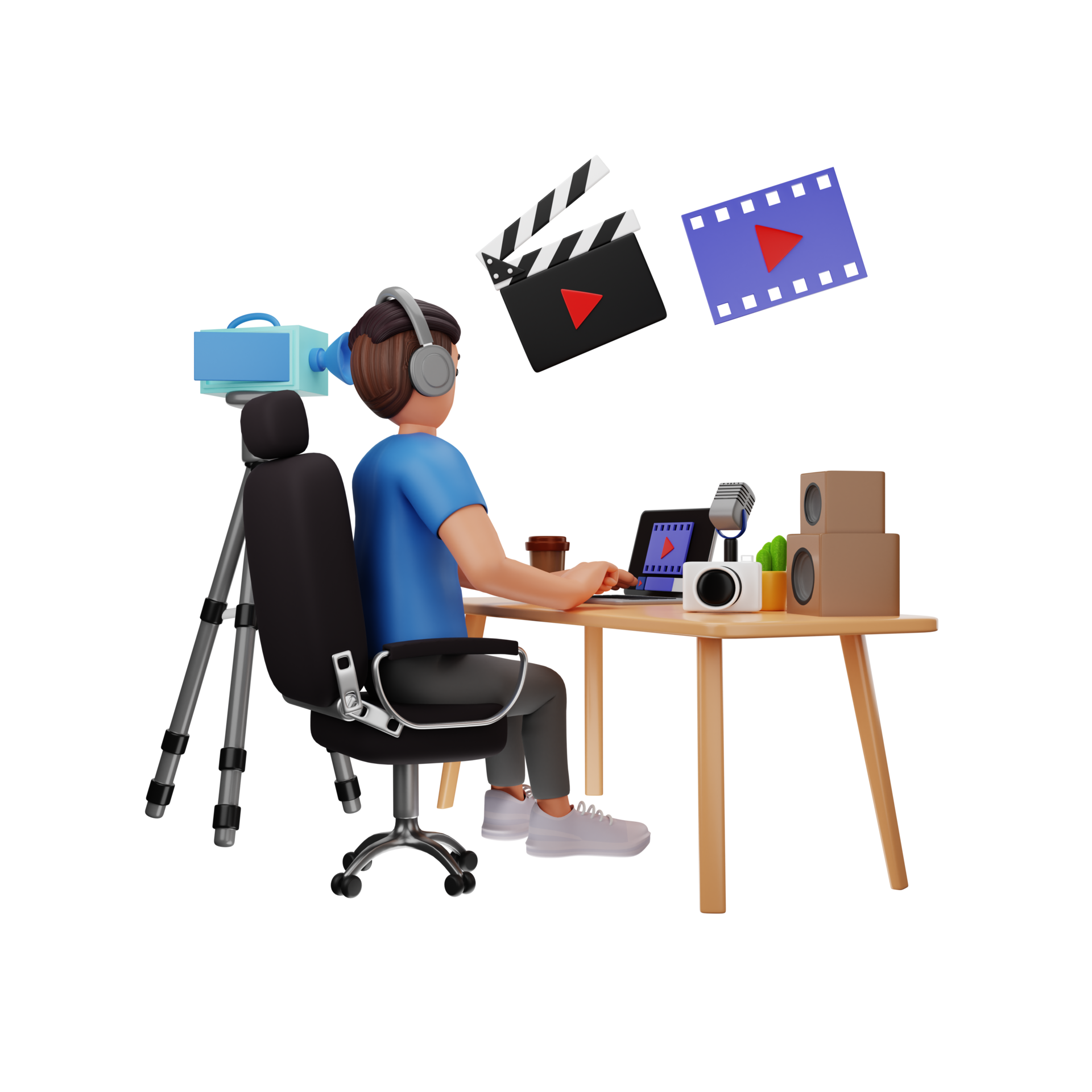 Video Editor 3D Character Illustration 15340589 PNG