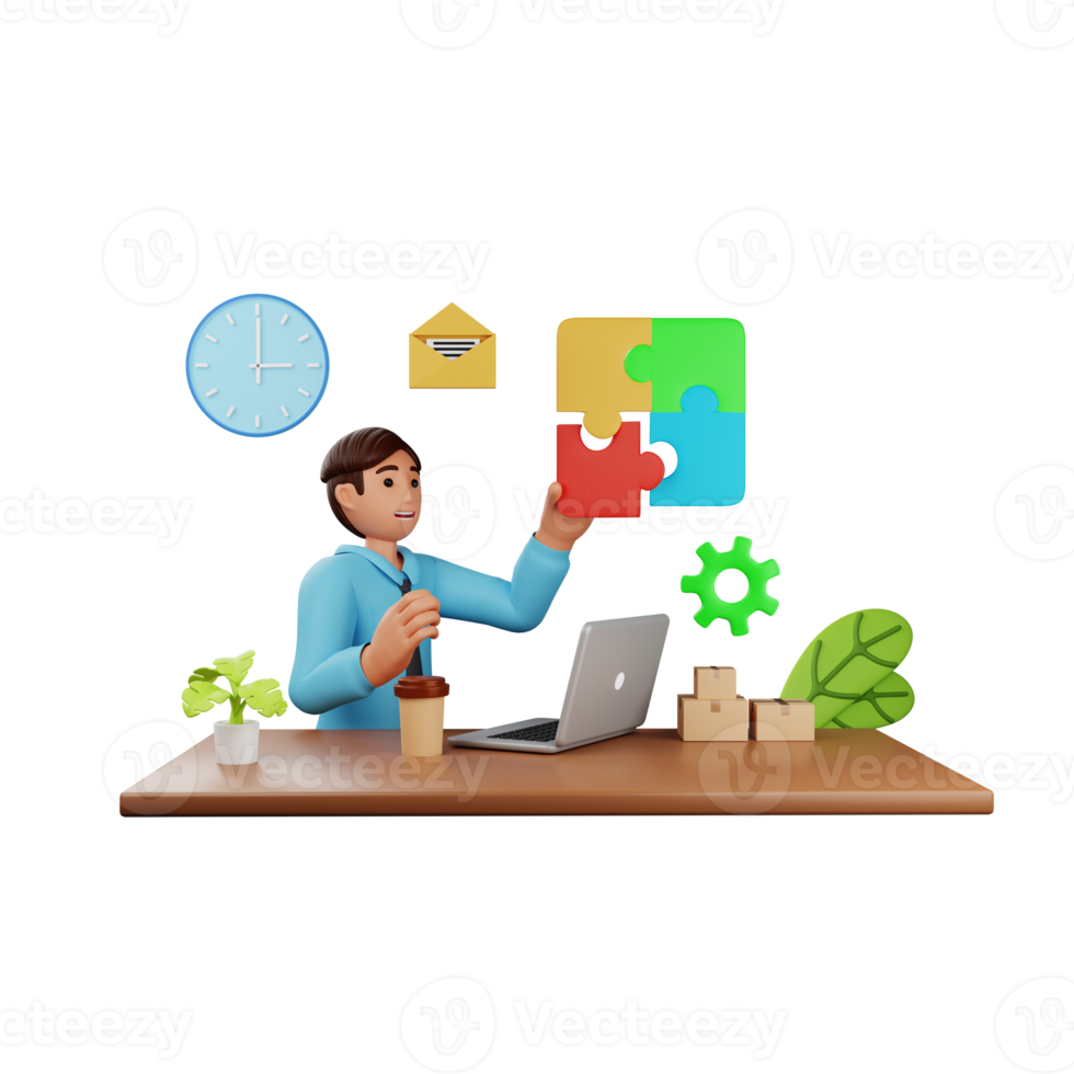 Employee Solve Product Problem, 3D Character Illustration png
