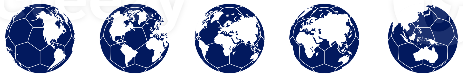 World Map on the Foot Ball Silhouette for Icon, Symbol, Pictogram, Sport News, Art Illustration, Apps, Website or Graphic Design Element. Format PNG