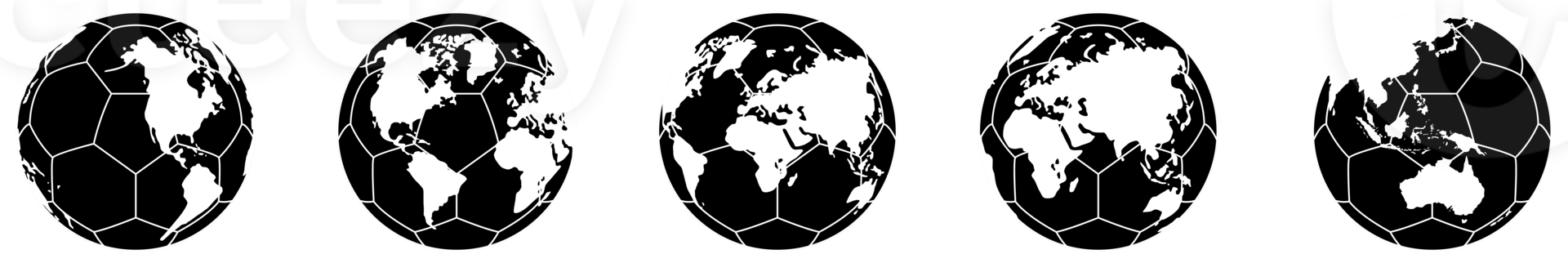 World Map on the Foot Ball Silhouette for Icon, Symbol, Pictogram, Sport News, Art Illustration, Apps, Website or Graphic Design Element. Format PNG