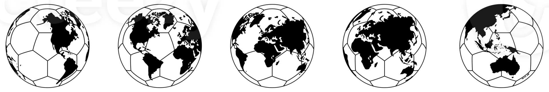 World Map on the Foot Ball Silhouette for Icon, Symbol, Pictogram, Sport News, Art Illustration, Apps, Website or Graphic Design Element. Format PNG