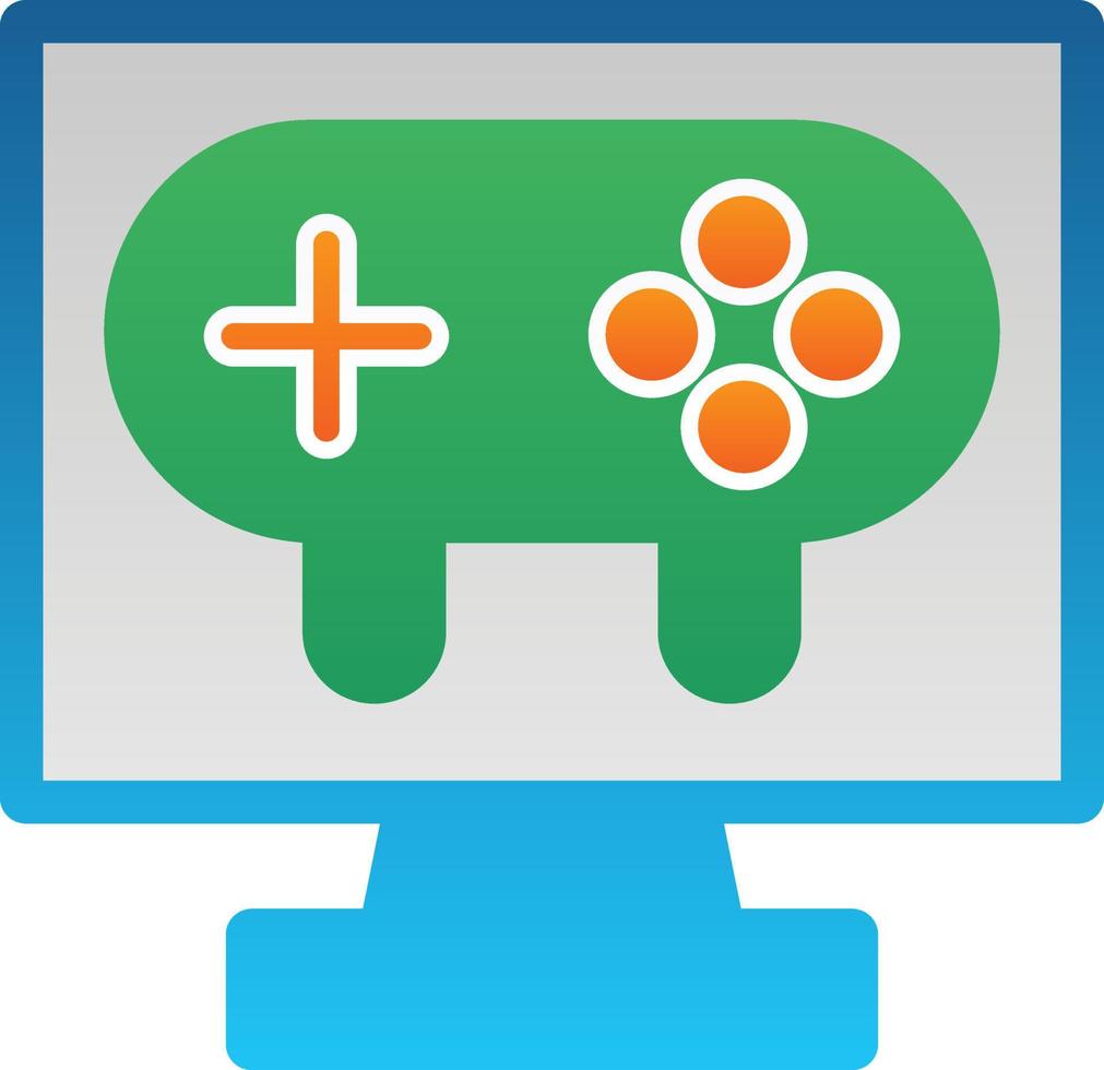 Gaming Pc Line Vector Icon Design