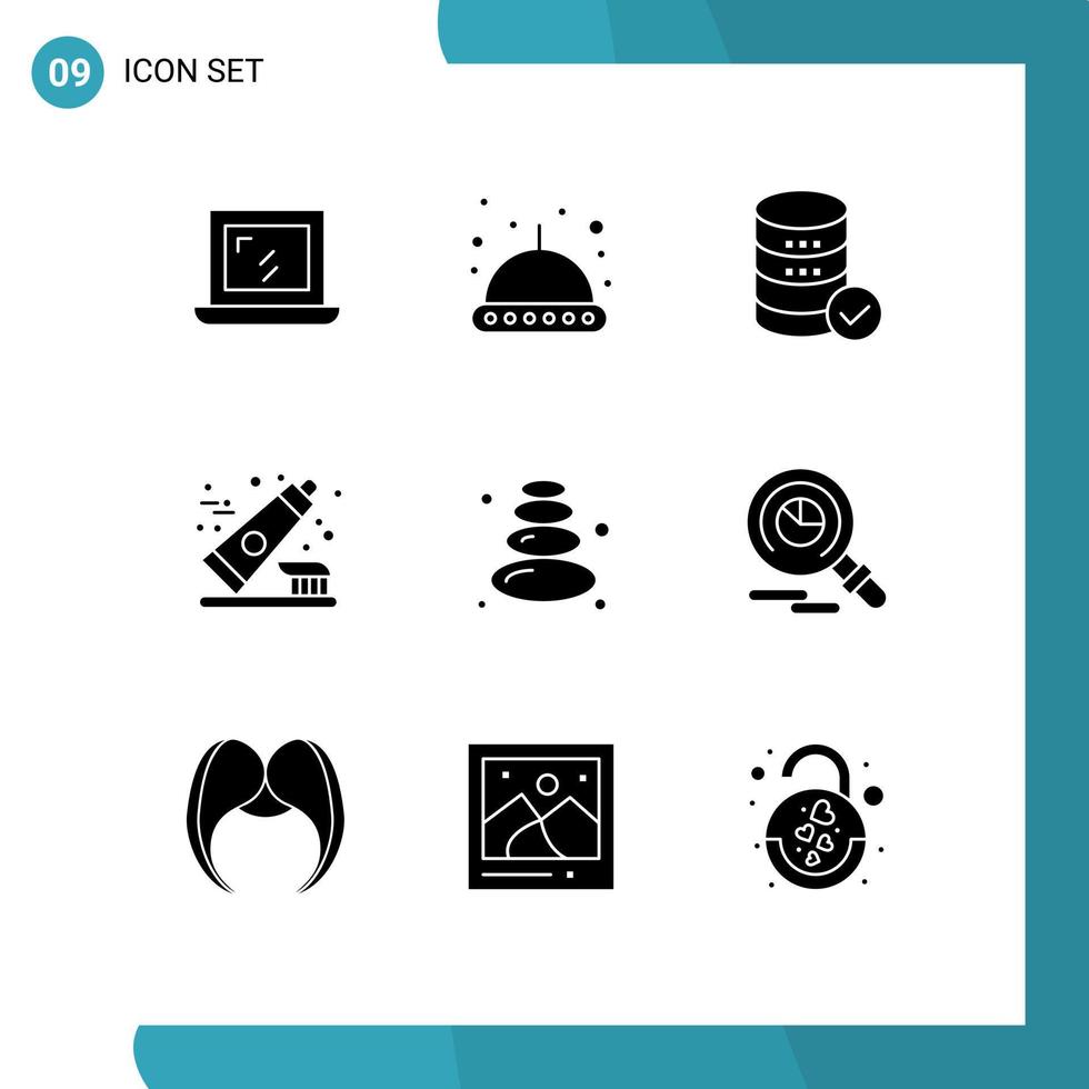 Set of 9 Modern UI Icons Symbols Signs for research lotus service sauna toothpaste Editable Vector Design Elements