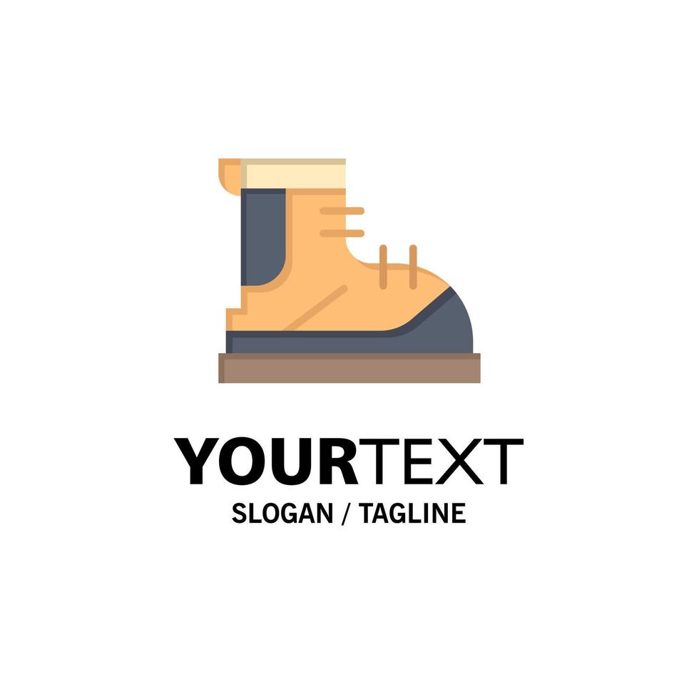 Boots Hiker Hiking Track Boot Business Logo Template Flat Color vector