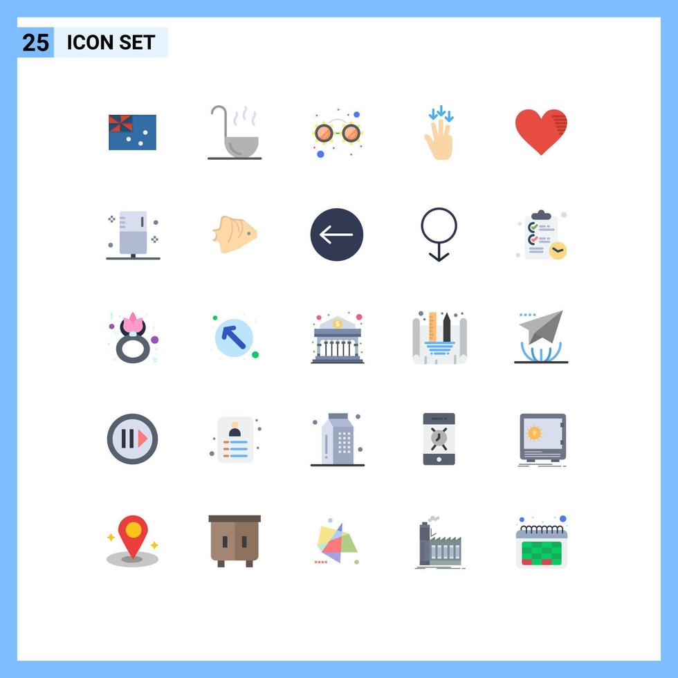 paquete de iconos de vector de stock de 25 signos de línea y símbolos para los elementos de diseño de vector editables de flecha de corazón de gafas de amor favoritas