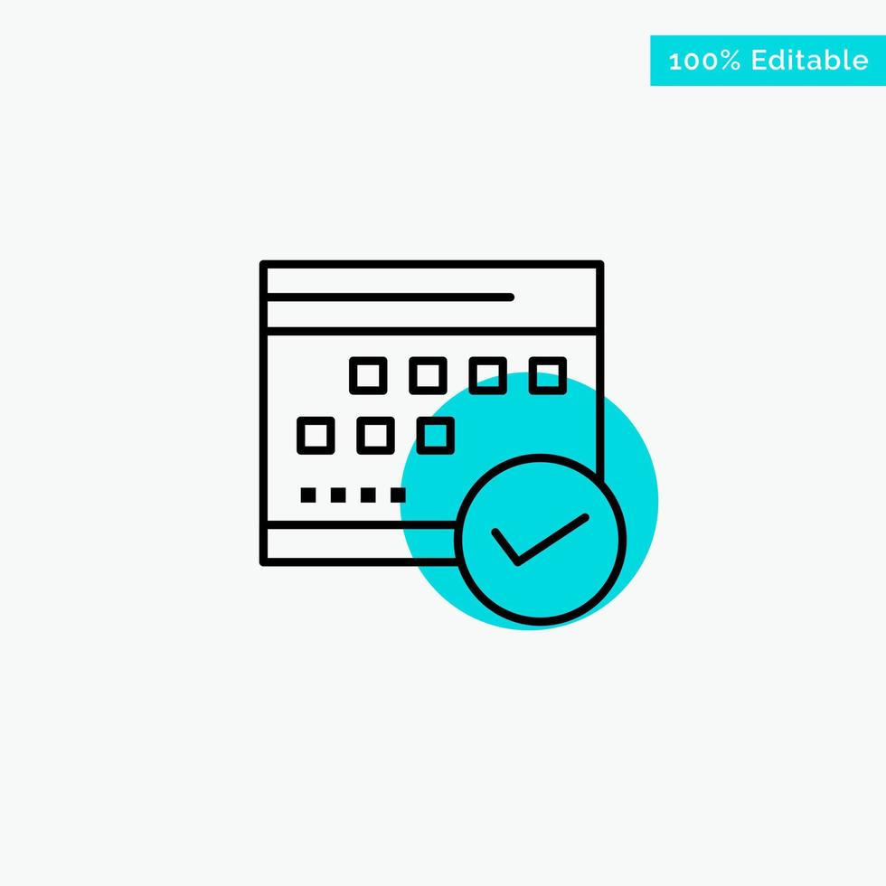 horario aprobado negocio calendario evento plan planificación turquesa resaltar círculo punto vector icono