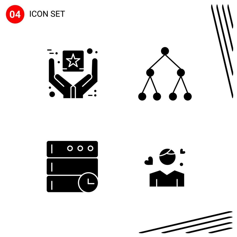 Collection of 4 Vector Icons in solid style Pixle Perfect Glyph Symbols for Web and Mobile Solid Icon Signs on White Background 4 Icons Creative Black Icon vector background