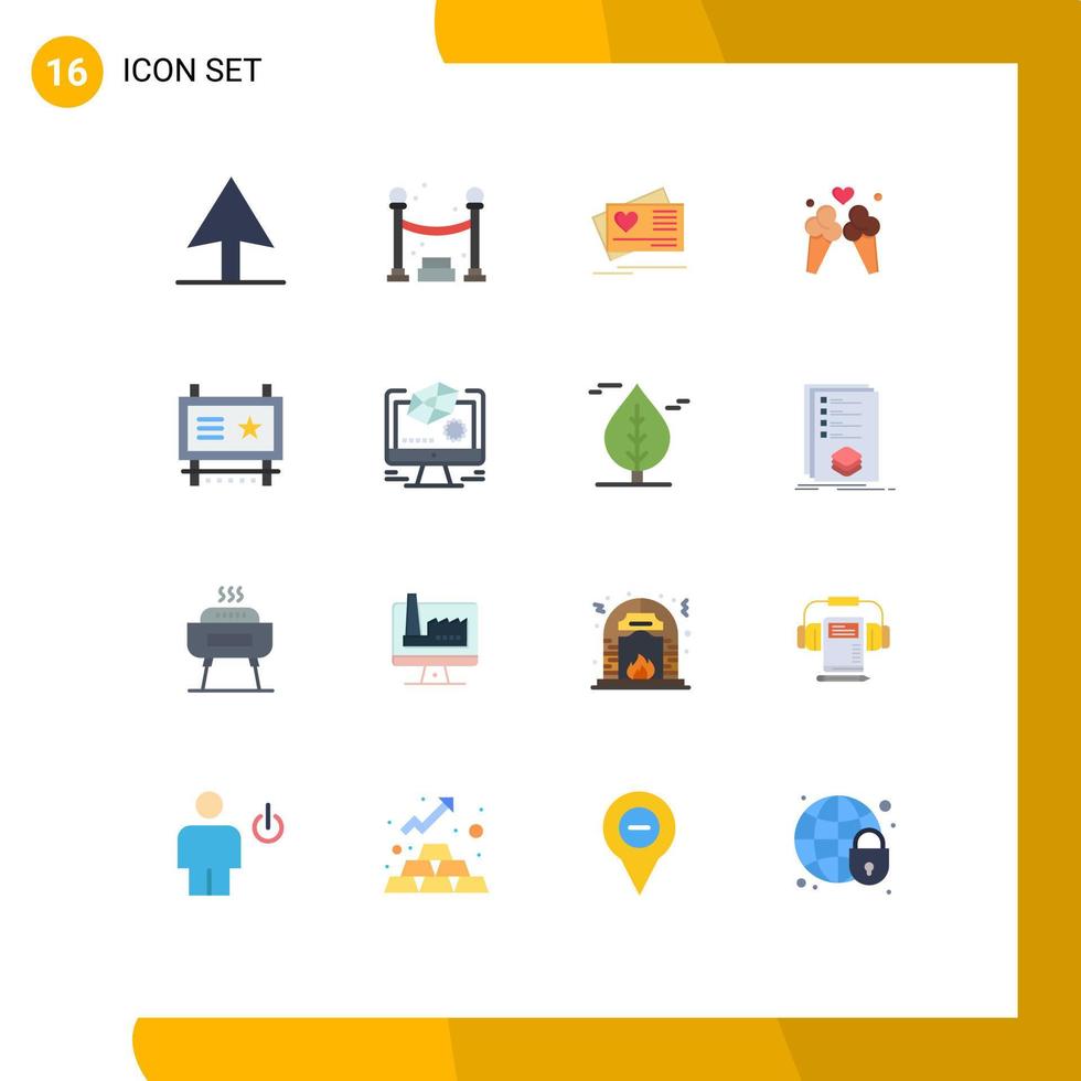 16 iconos creativos signos y símbolos modernos de promoción de animación cartelera de helados tablero de anuncios paquete editable de elementos de diseño de vectores creativos