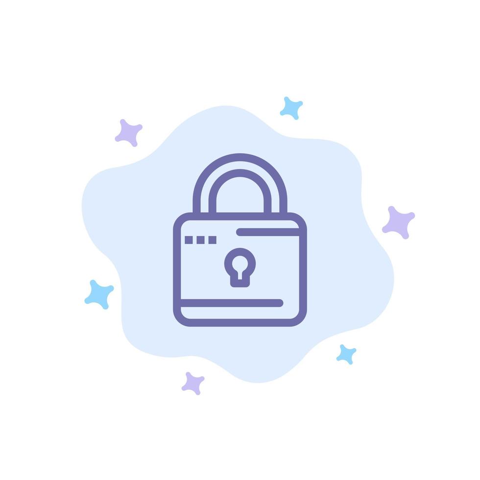 Lock Computing Locked Security Blue Icon on Abstract Cloud Background vector