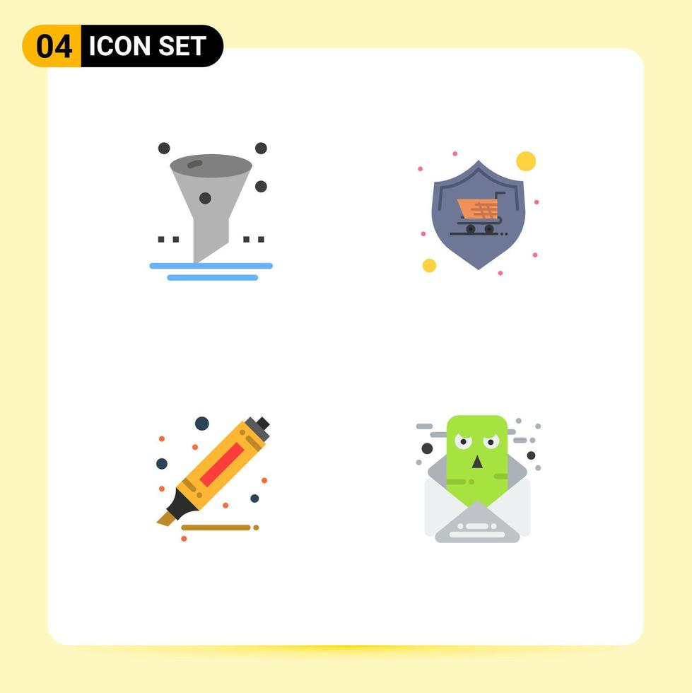 Set of 4 Modern UI Icons Symbols Signs for browser drawing ui shopping marker Editable Vector Design Elements