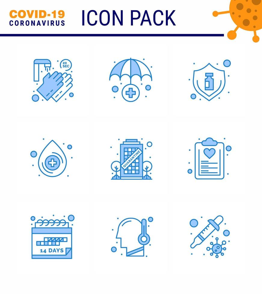 Simple Set of Covid19 Protection Blue 25 icon pack icon included quarantine building protection medical blood viral coronavirus 2019nov disease Vector Design Elements