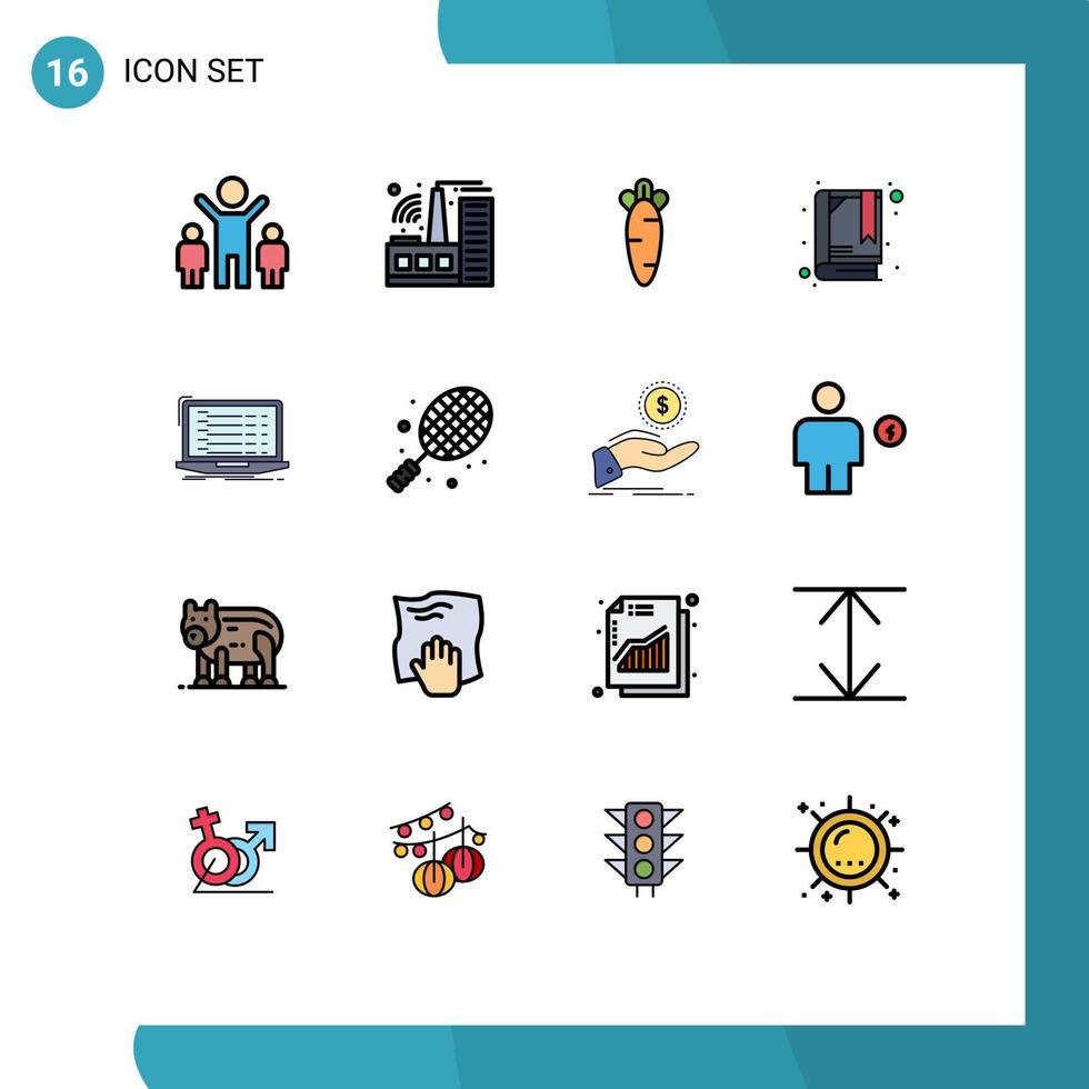 conjunto de 16 iconos modernos de la interfaz de usuario signos de símbolos para la codificación de la computadora portátil marcador de la aplicación de pascua elementos de diseño de vectores creativos editables