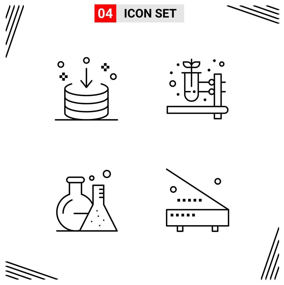 4 Icons Line Style Grid Based Creative Outline Symbols for Website Design Simple Line Icon Signs Isolated on White Background 4 Icon Set Creative Black Icon vector background