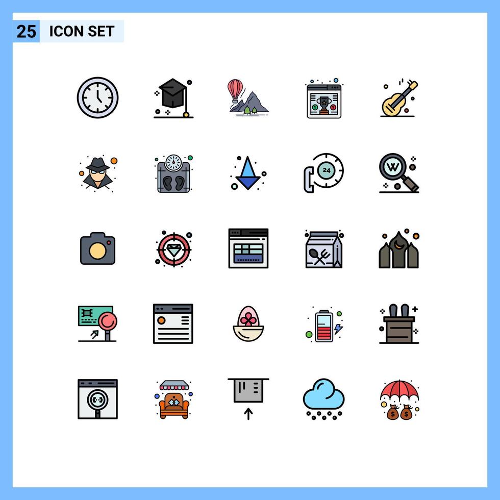 Universal Icon Symbols Group of 25 Modern Filled line Flat Colors of browser seo university awards camping Editable Vector Design Elements