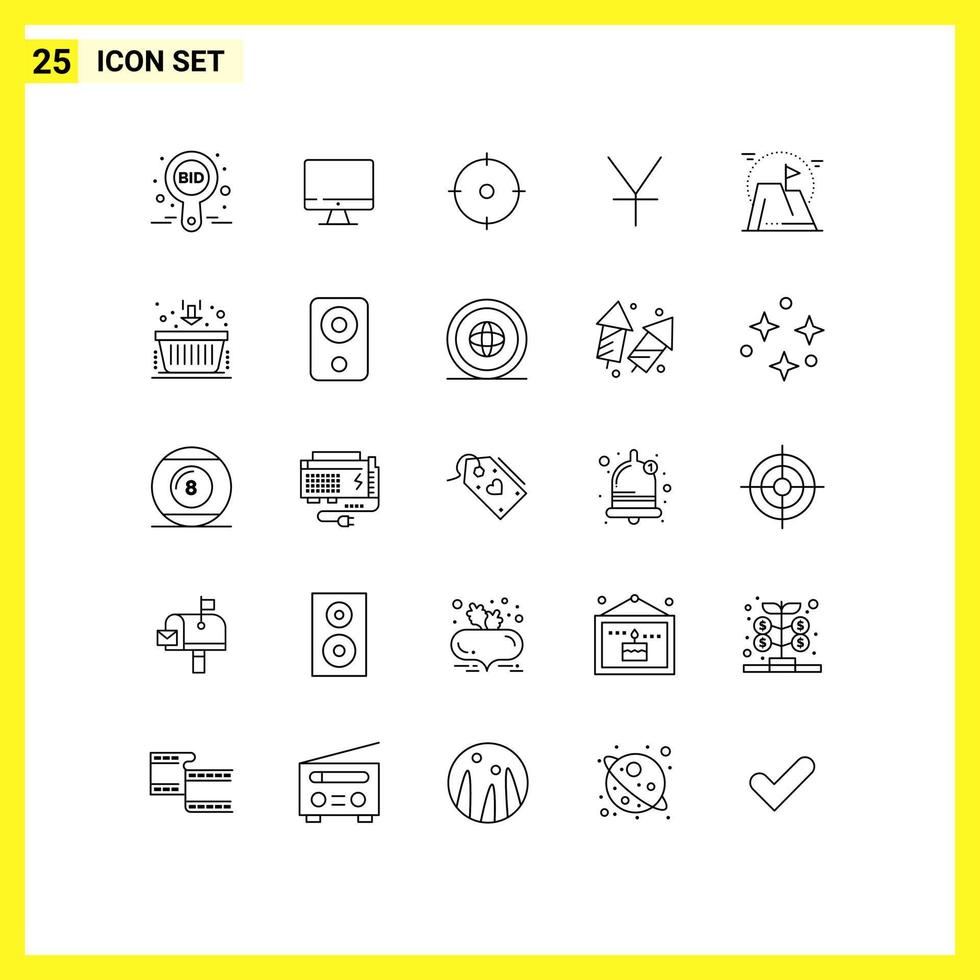 Set of 25 Vector Lines on Grid for flag yen hardware coins aim Editable Vector Design Elements