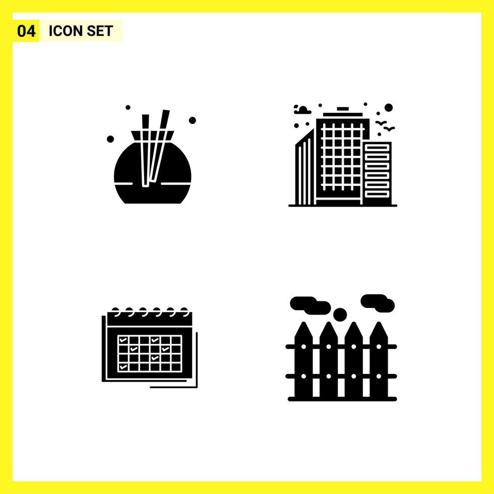 4 Icon Set Simple Solid Symbols Glyph Sign on White Background for Website Design Mobile Applications and Print Media Creative Black Icon vector background