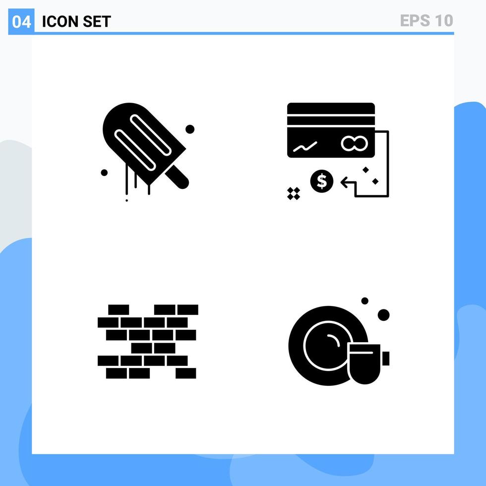Modern 4 solid style icons Glyph Symbols for general use Creative Solid Icon Sign Isolated on White Background 4 Icons Pack Creative Black Icon vector background