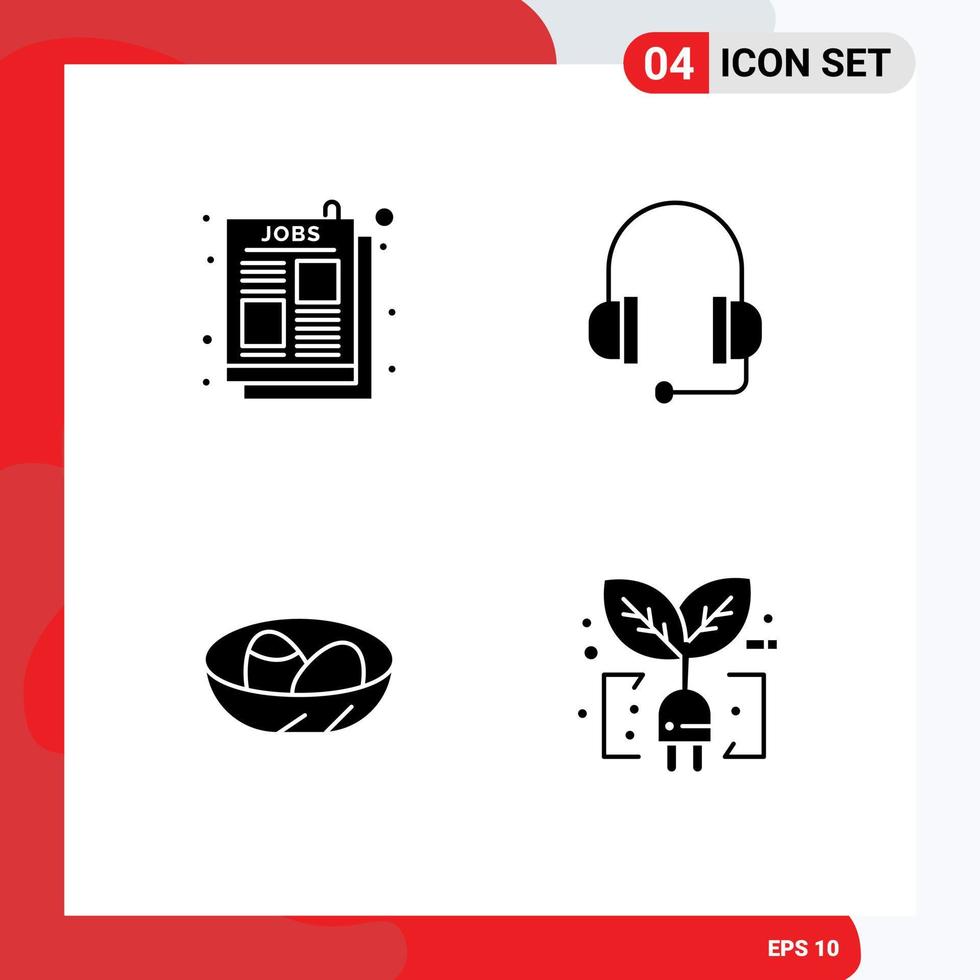Universal Icon Symbols Group of 4 Modern Solid Glyphs of ad easter job ad support nest Editable Vector Design Elements