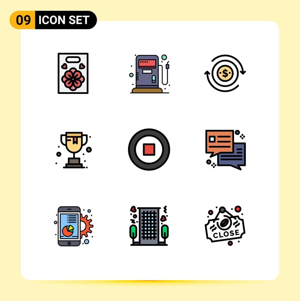 Universal Icon Symbols Group of 9 Modern Filledline Flat Colors of dialog user transaction interface trophy Editable Vector Design Elements