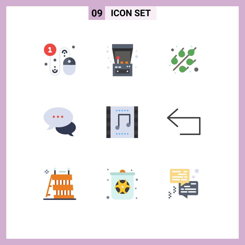 Editable Vector Line Pack of 9 Simple Flat Colors of concert chatting play message bubble Editable Vector Design Elements